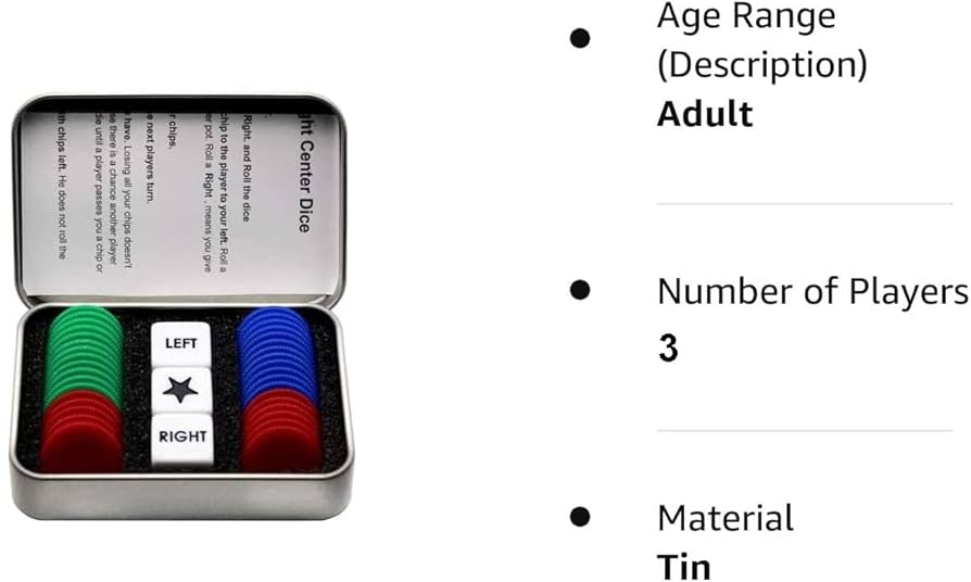 Amazon.com: Befantasway Right Left Center Dice Game Set with